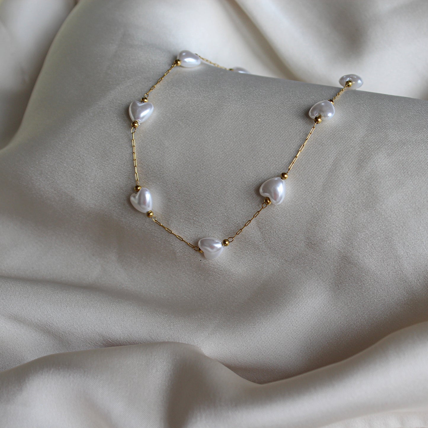 Collier Coeur Perle Blanc