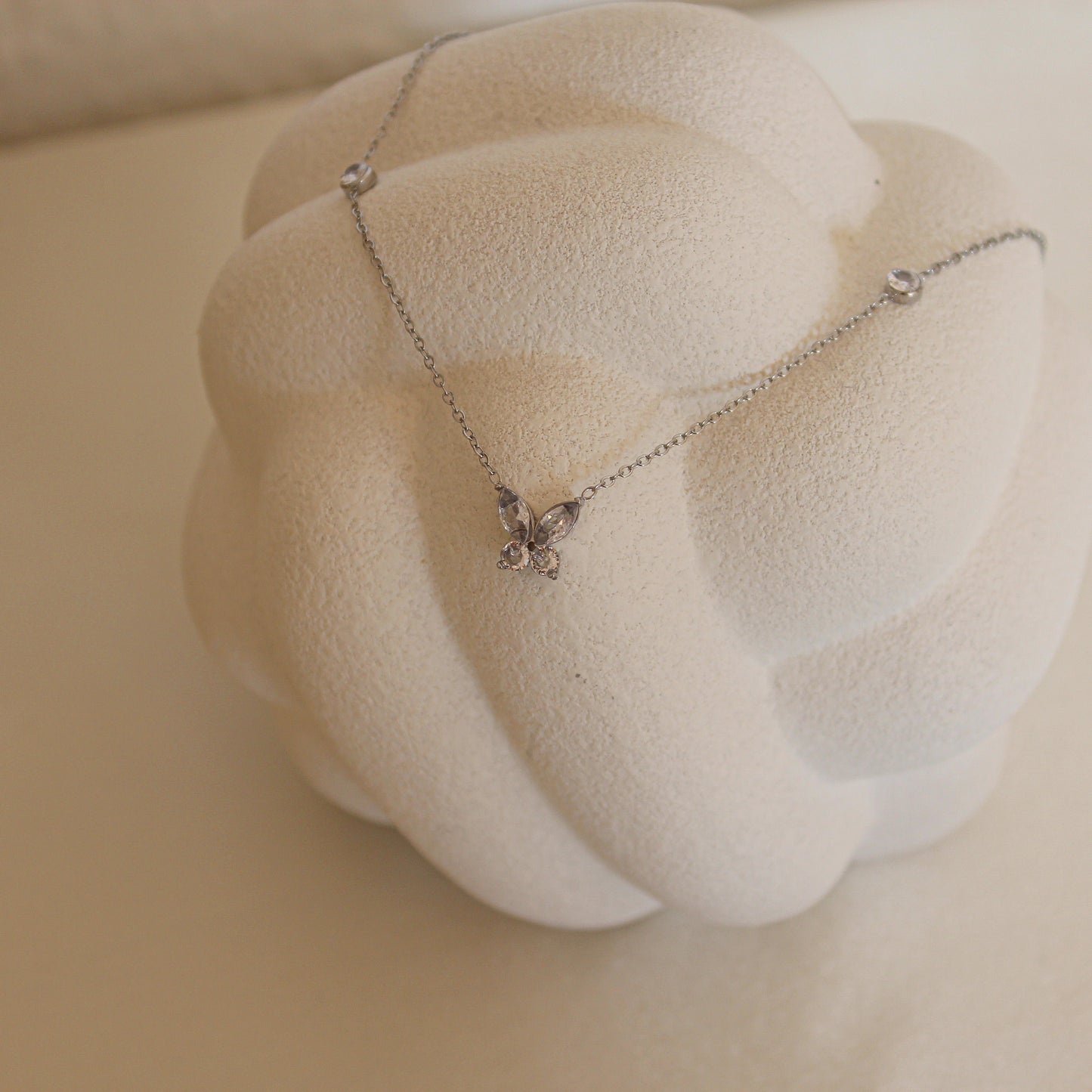 Stone Butterfly Kette Silber