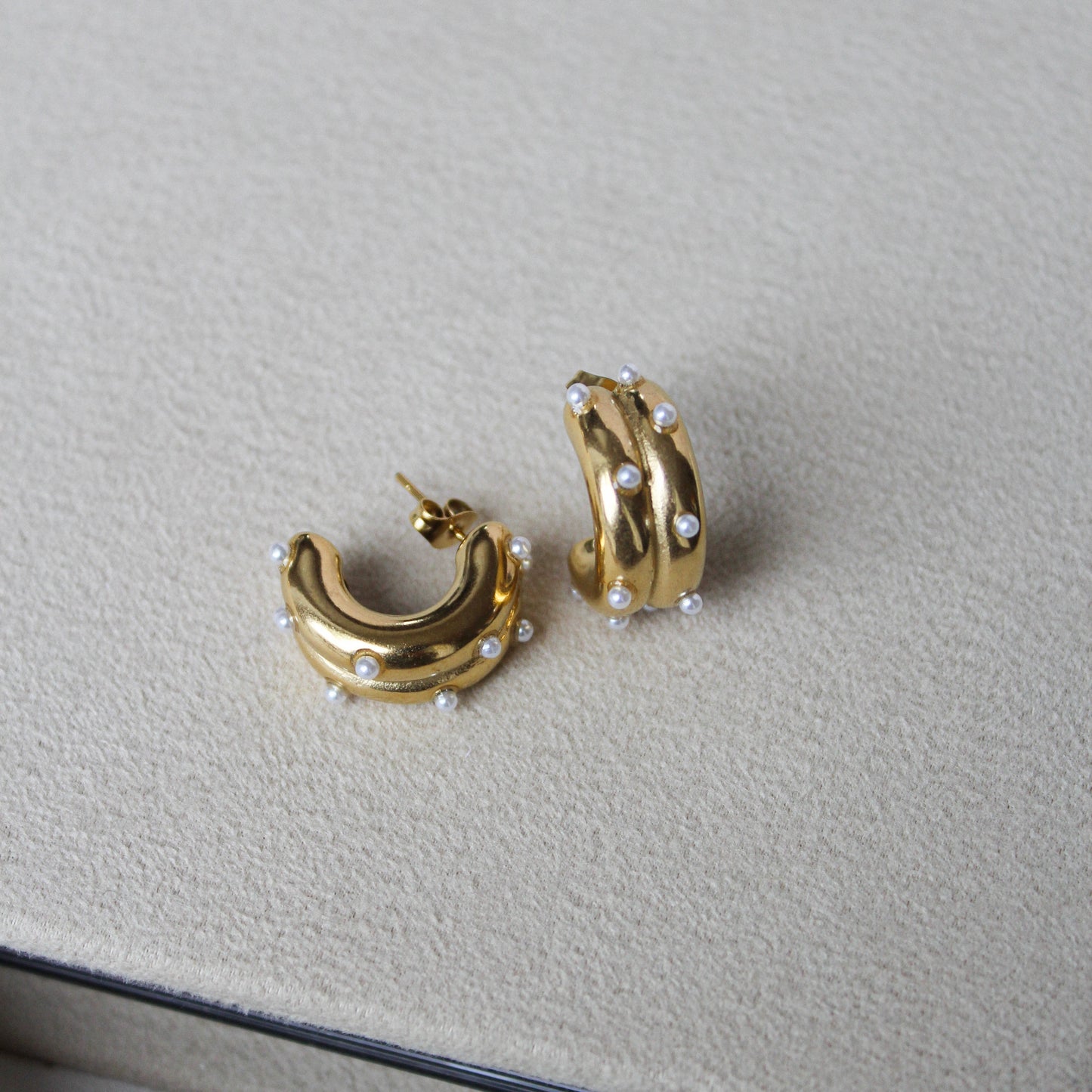Mini Pearl Hoops
