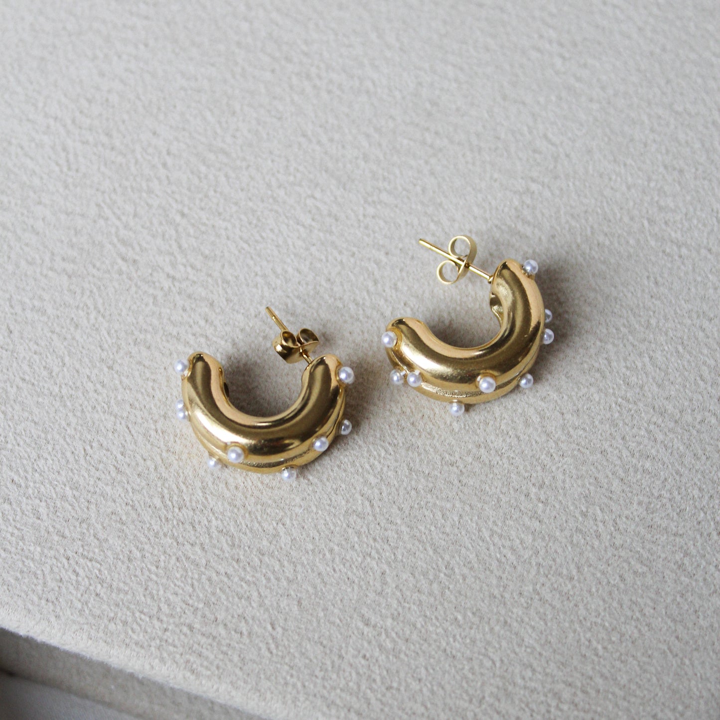 Mini Pearl Hoops