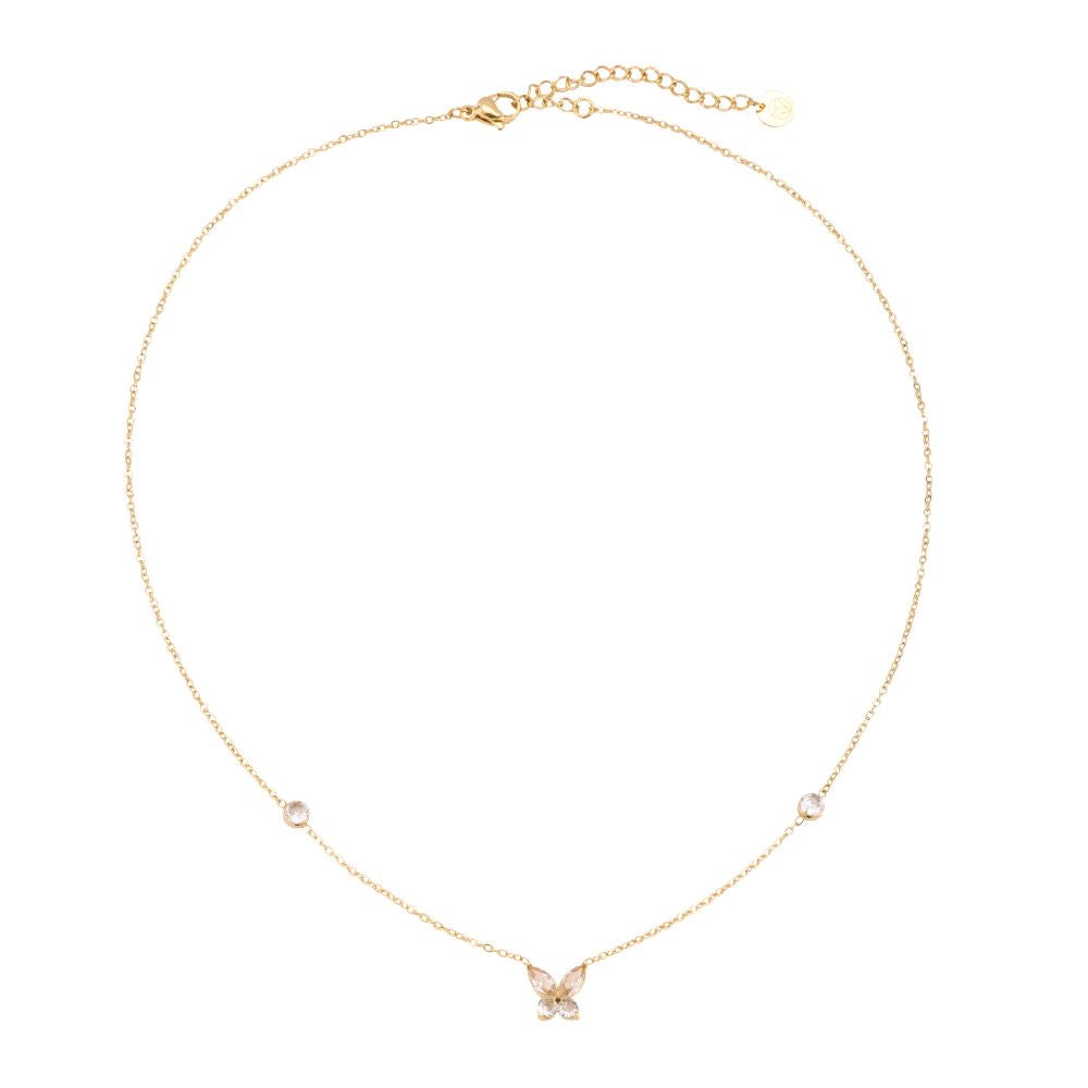 Stone Butterfly Kette Gold