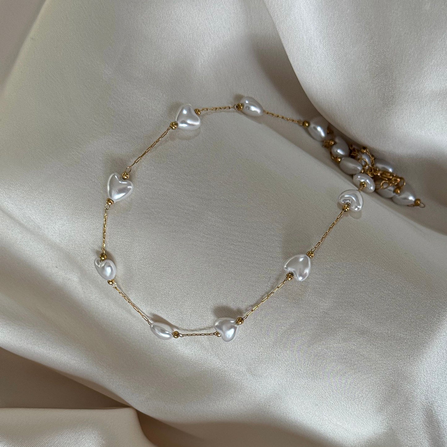 Collier Coeur Perle Blanc