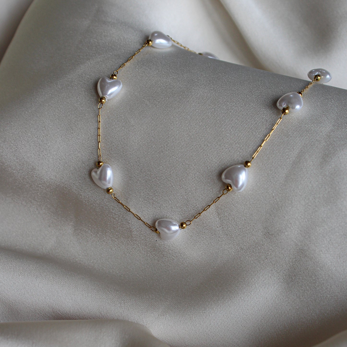 Collier Coeur Perle Blanc
