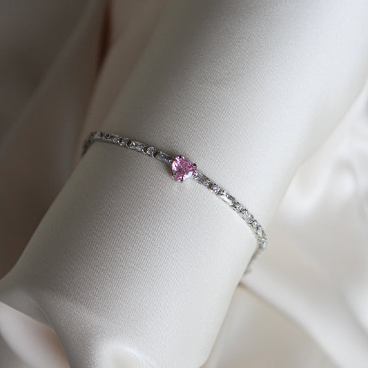 Fine Heart Tennis Armband Silber