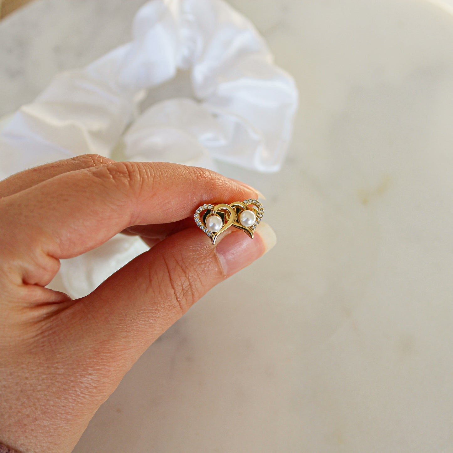 Mini heart stud earrings