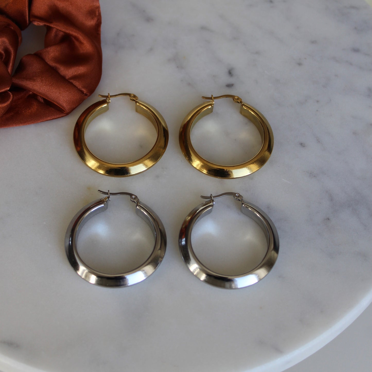 Boucles d'oreilles créoles épaisses 40 mm