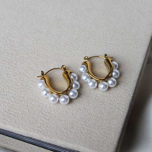 Midi Mara Pearl Hoops