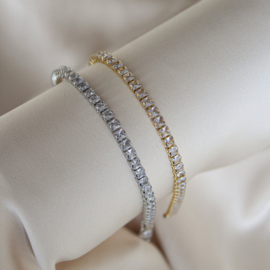 Classic Tennis Armband Gold & Silber