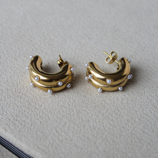 Mini Pearl Hoops