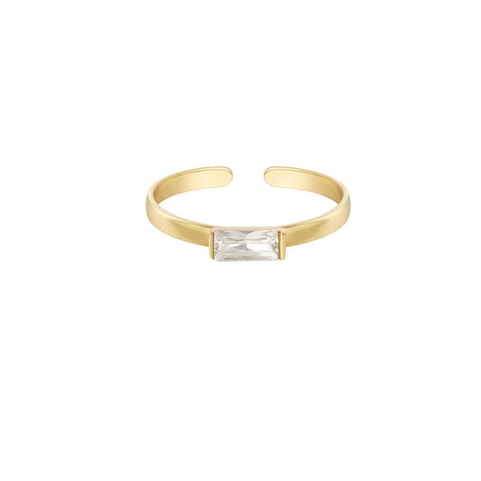 Thin Stone Ring Weiss