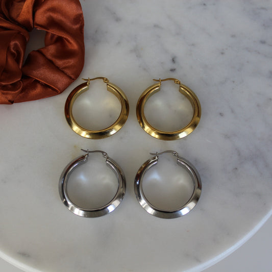 Thick Hoops Earrings 40 mm