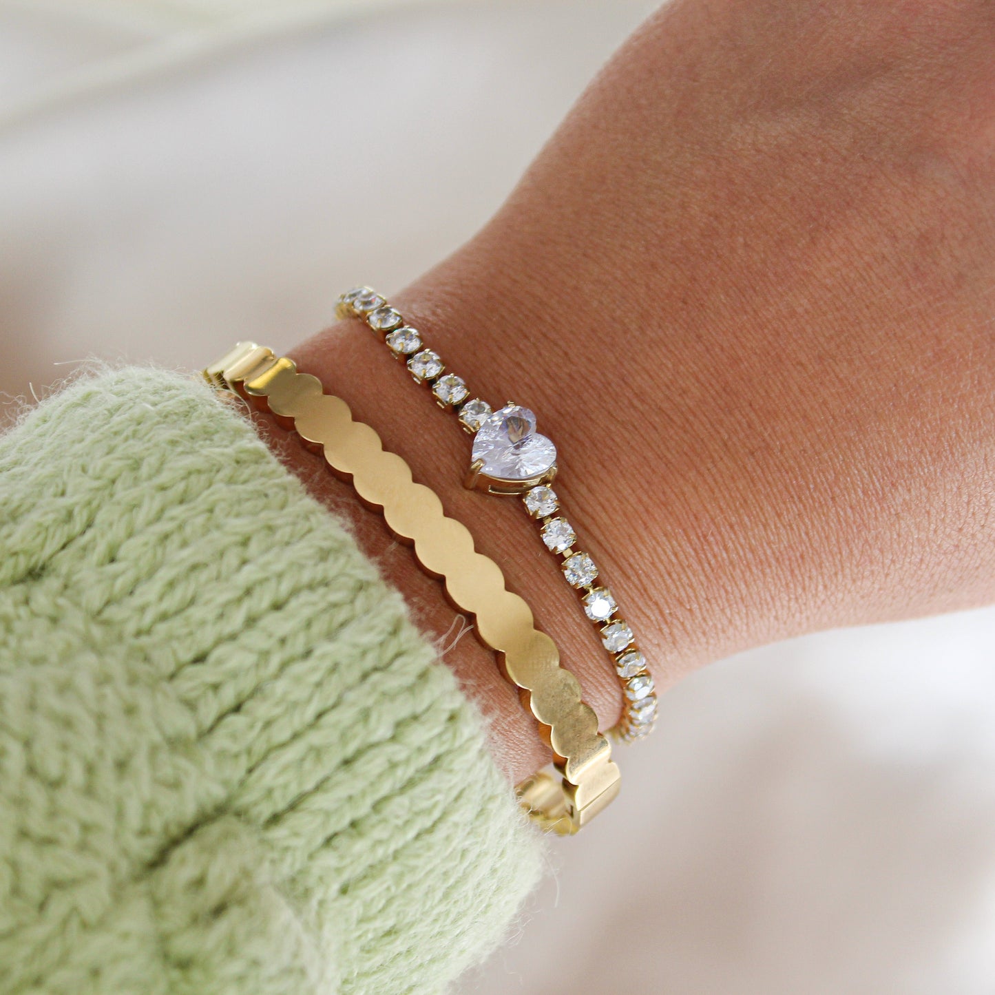 Chunky Herz Tennis Armband